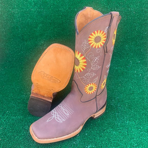 WOMEN'S RODEO COWGIRL BOOTS LEATHER SUNFLOWER 808